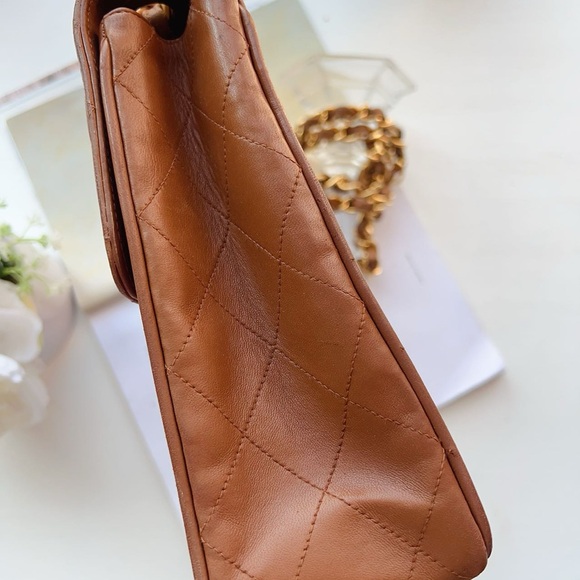 Chanel Caramel Quilted Lambskin Vintage Maxi Jumbo XL Classic Single Flap Bag - Picture 3 of 8